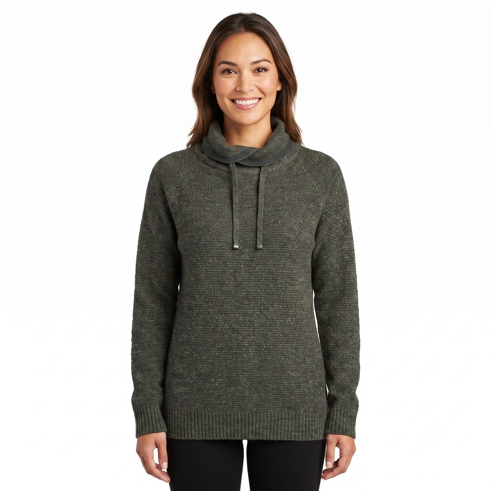 Primark Womens Olive Green Textured Funnel Neck Drawstring Sweater Large